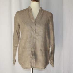 J.jill Mandarin linen sz XS knit knot buttons top